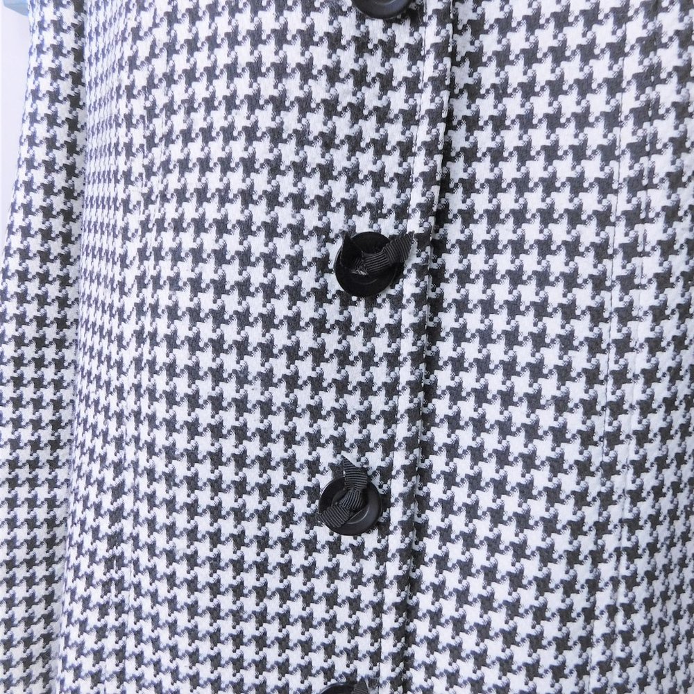 Tahari ASL Black and White Houndstooth Pea Coat - Picture 3 of 8